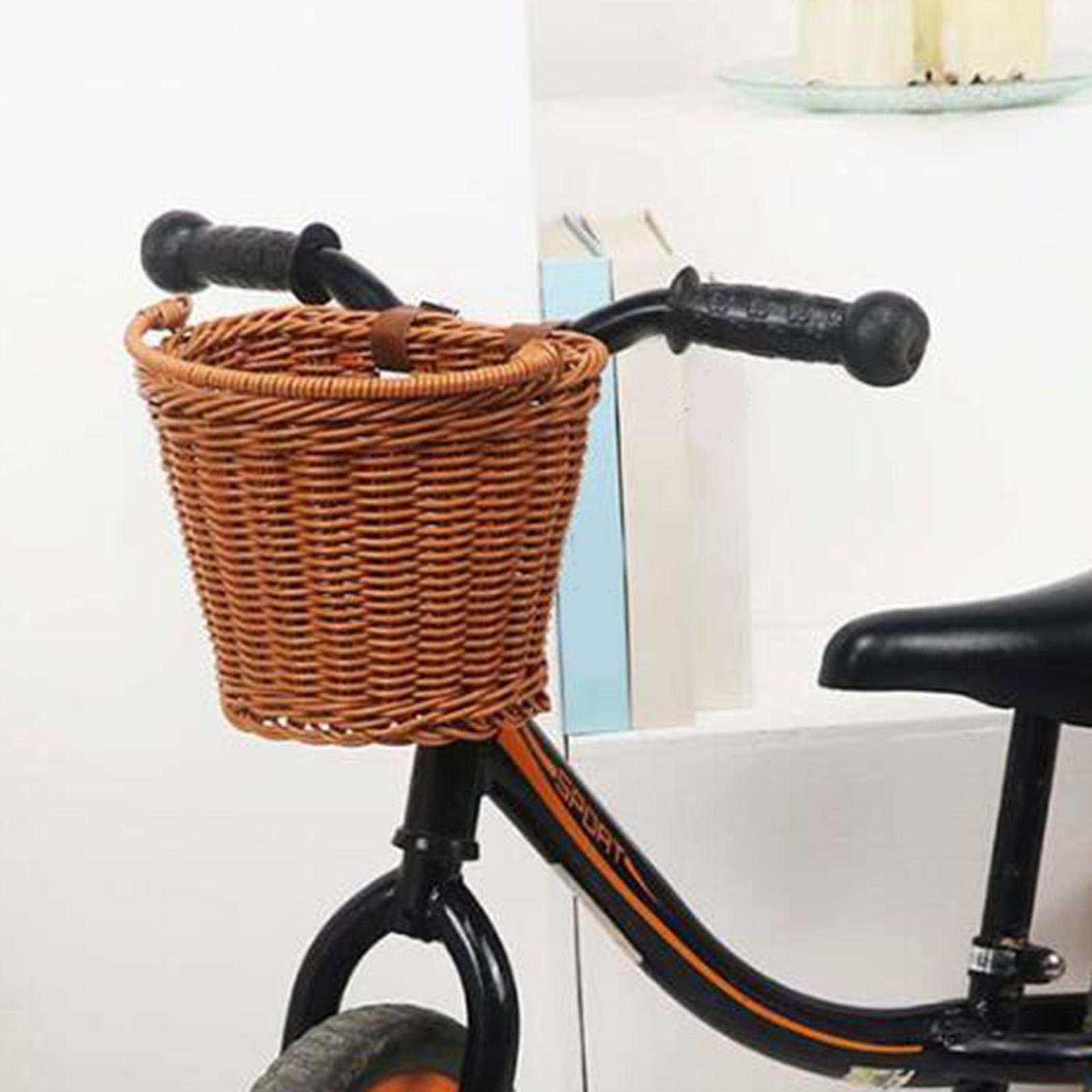 Children's Basket, Kids Bike Basket, Detachable Electric Bike Basket, Woven Front with Handle Shopping Vegetable Basket for Kids