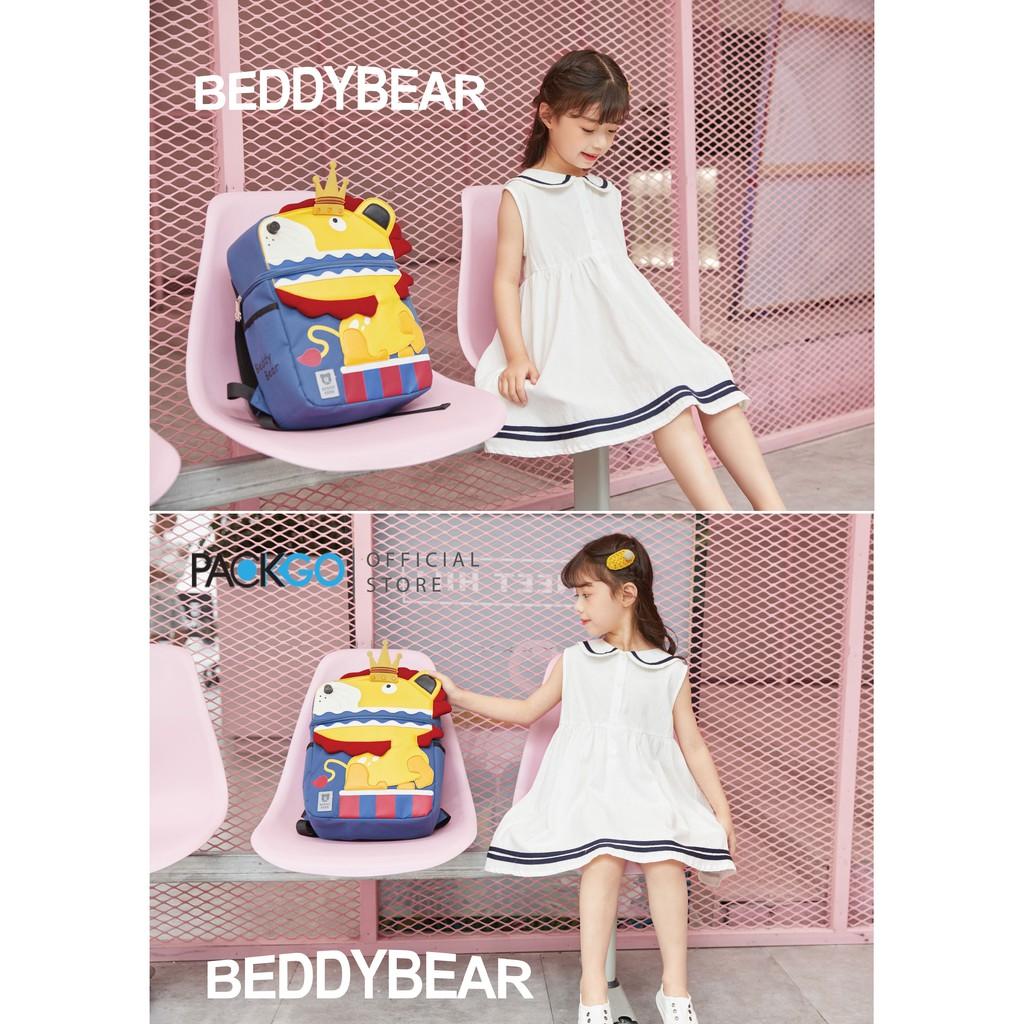 Balo cho Bé trai học Mầm non từ 04 tuổi BeddyBear - Dòng Cute Bag họa tiết Sư tử - Thiết kế chống gù lưng cho trẻ - Bảo hành chính hãng Beddy Bear 2 năm