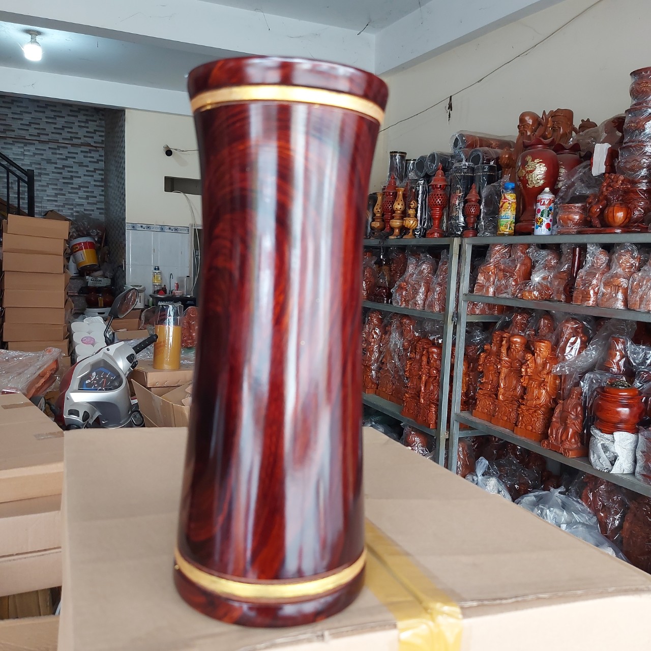 Ống gỗ đựng nhang  bàn thờ, phòng thờ, ống nhang gỗ tràm nguyên khối mẫu mới siêu đẹp cao 25cm - 30cm