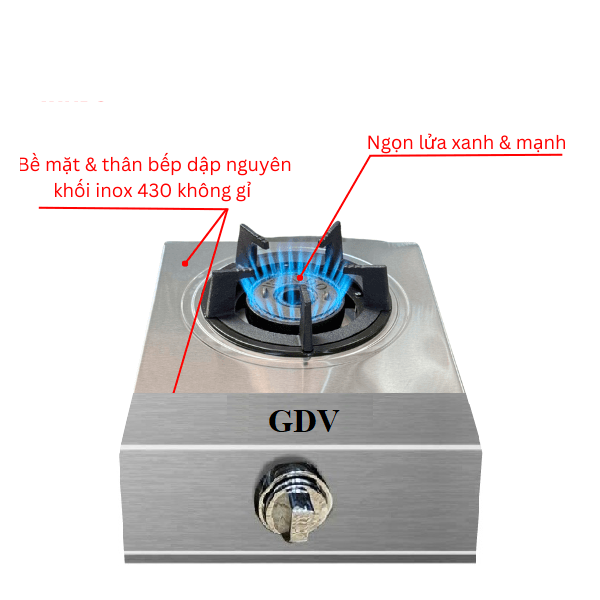 Bếp Gas Khè Công Nghiệp Gia Đình Inox GDV 1 Lò Đốt - Hàng Chính Hãng