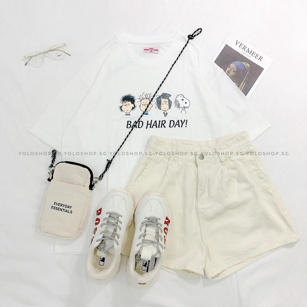 Áo thun tay lỡ BAD HAIR DAY phông Unisex nam nữ tee oversize form rộng pull Ulzzang Streetwear Hàn Quốc vải mềm