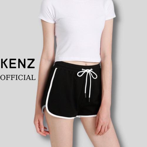 Quần short viền đùi kẻ trắng nữ - Quần đùi thể thao dáng ngắn trẻ trung