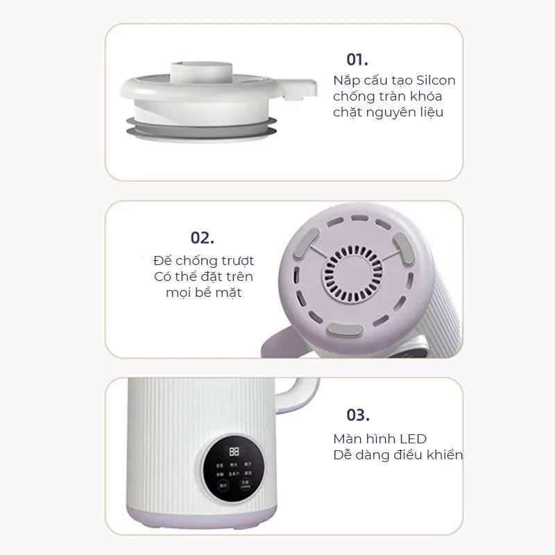 Máy Làm Sữa Hạt, Máy Nấu Sữa Hạt 800ml, 8 Chức Năng Xay Nấu Tiện Lợi, 600W Vân Phương Shop - Hàng Chính Hãng