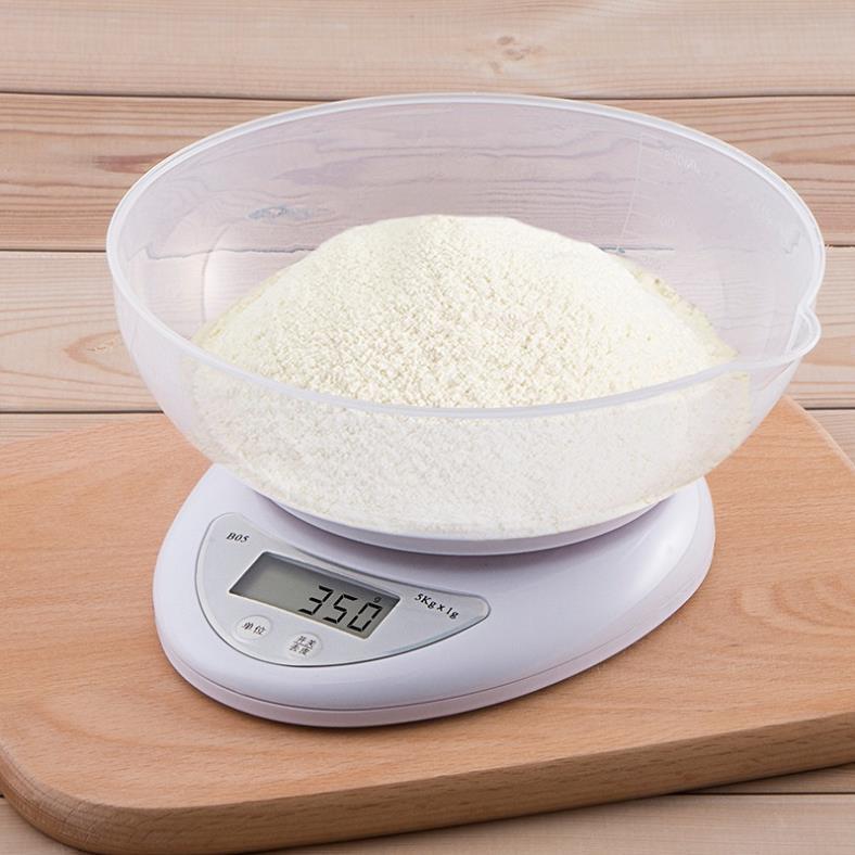 Cân Tiểu Ly Thực Phẩm, Cân Điện Tử Làm Bánh Nhà Bếp Định Lượng 1g - 3kg - 5kg Kèm 2 Viên Pin AAA