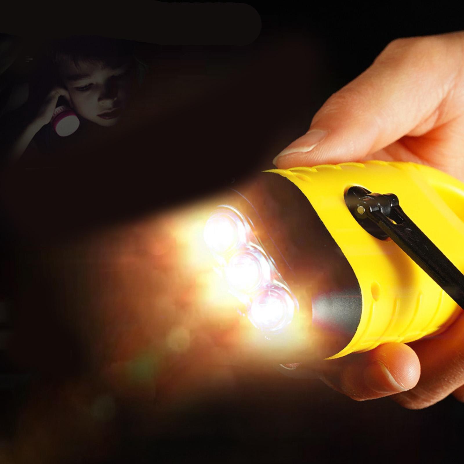Solar Rechargeable Hand Crank Flashlight Bright Work   Yellow