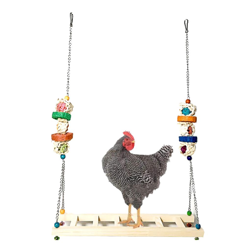 Chicken Swing Ladder Wooden Perch Handmade Bird Toy for Macaw Trainning