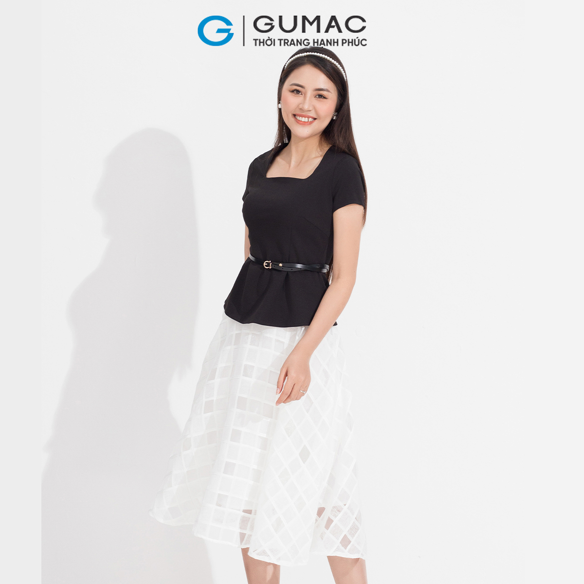 Chân váy xòe lưới vuông GUMAC VD05009