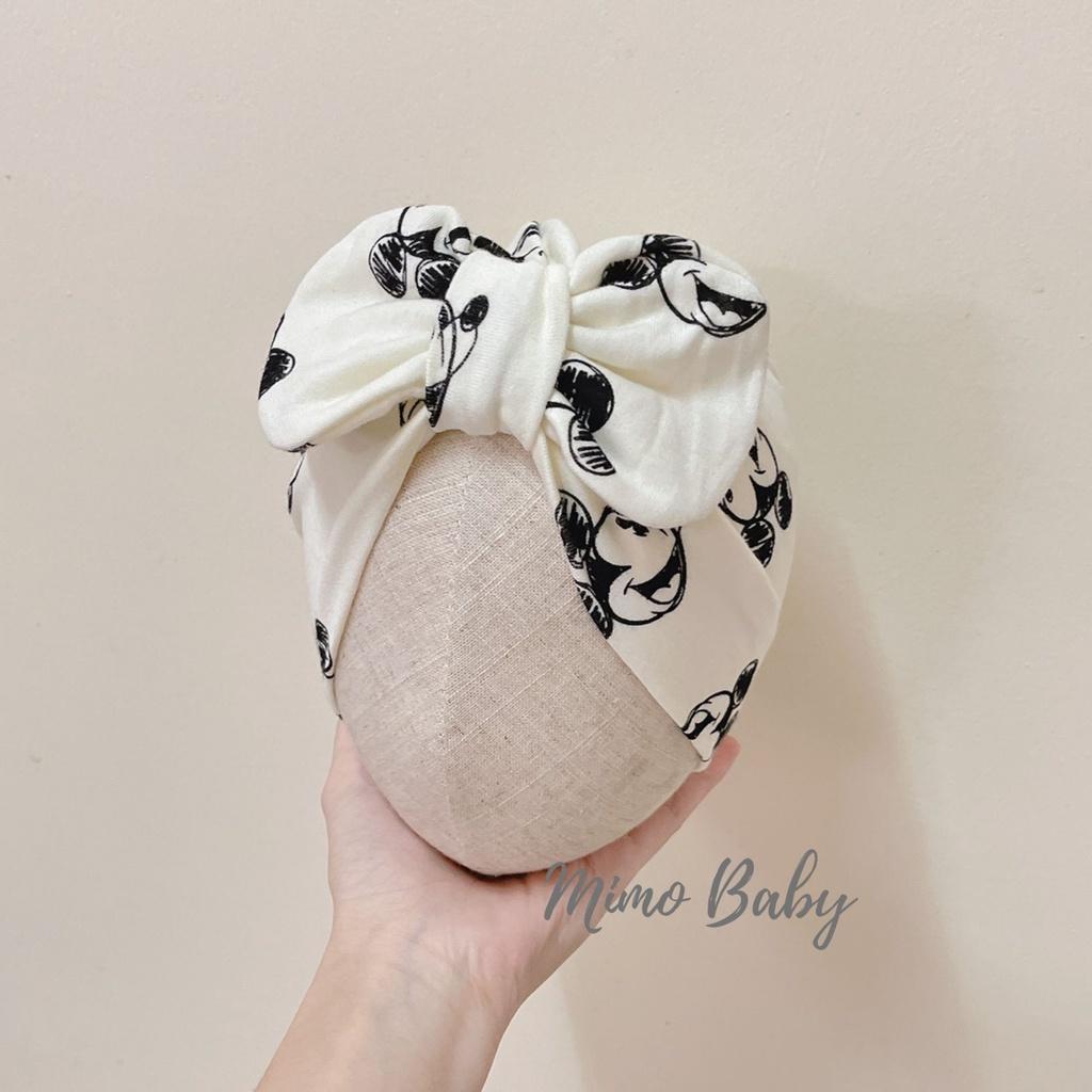 Mũ nón turban cho bé gái họa tiết chuột mickey 5-10kg mimo baby MTB32