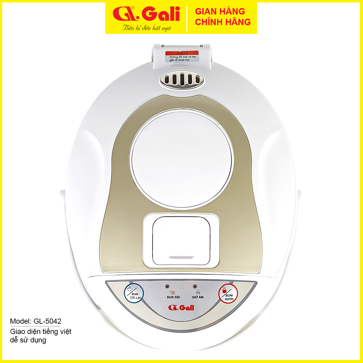 Bình thủy điện Gali, bình đun dung tích 4.2 lít, phích cấu tạo 2 lớp thân ngoài nhựa, ruột inox 304, hàng chính hãng 100%, bảo hành 24 tháng Gali