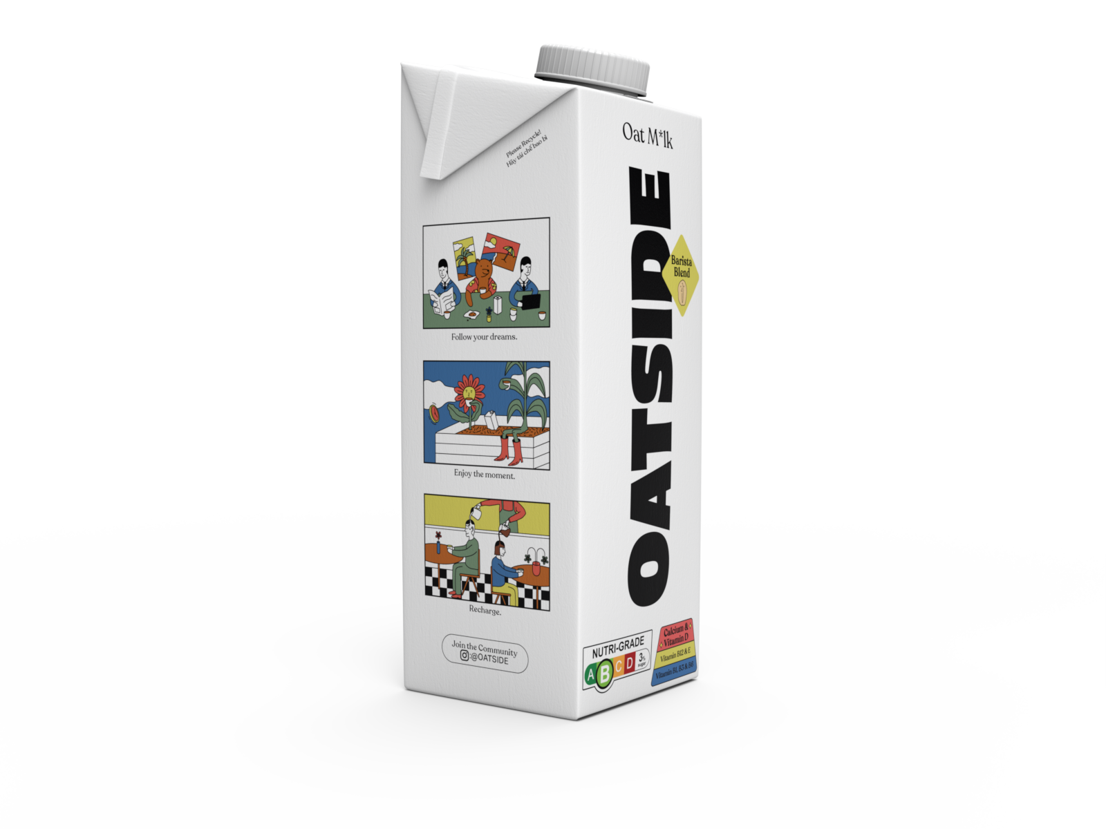 Thùng 6 hộp Sữa yến mạch OATSIDE vị nguyên bản Barista Blend 1L