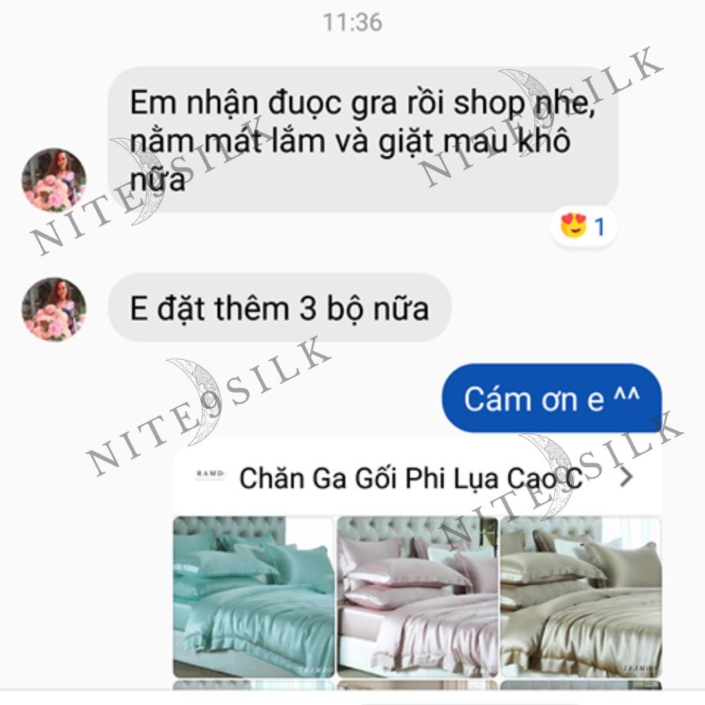 Bộ Chăn Ga Gối Lụa - Bộ Chăn Giường Lụa Sang Trọng Chuẩn 5 Sao - Màu Xanh Lam - Nite9 Silk