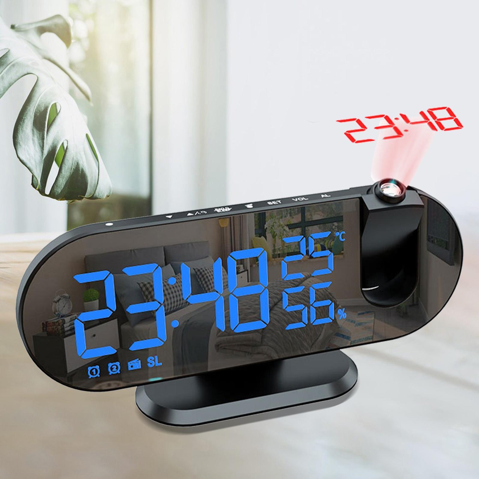 LED Digital Projection Alarm Time Clock Snooze Bedside