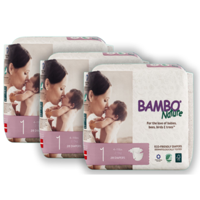 Combo 3 gói Tã Dán Em Bé Hữu Cơ Bambo Nature - gốc Đan Mạch - 2-5kg - NB28 - 28 miếng