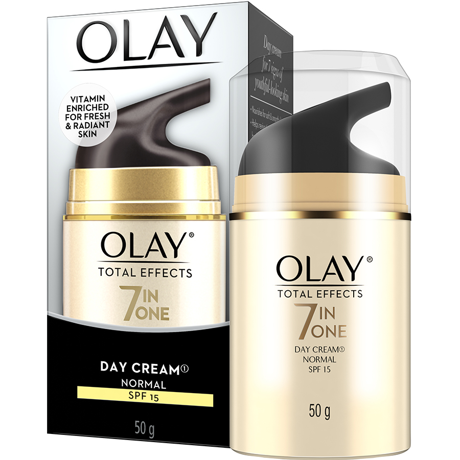 Kem Dưỡng Da Olay Total Effects Normal SPF15 (50g) (Tặng thanh massage đẩy tinh chất từ tính)