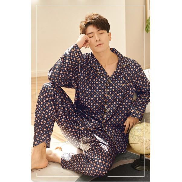 Đồ bộ Pijama dài tay nam, chất lụa satin cao cấp mềm mại, nhẹ và mát, không phải phi lụa nhé. Size S-XL