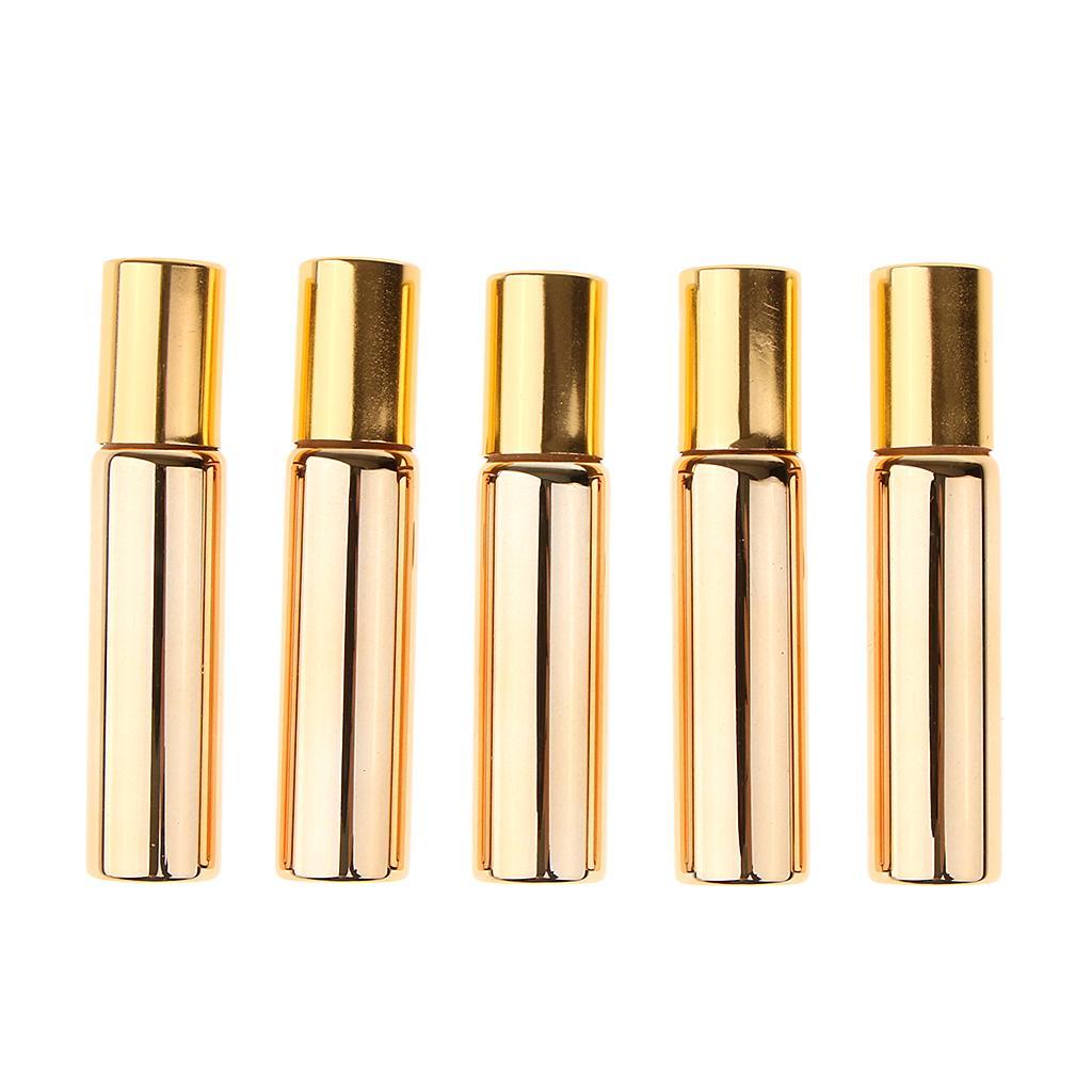 5x 10mL Empty Roller Bottles w/ Steel Ball for Essential Perfume Oils