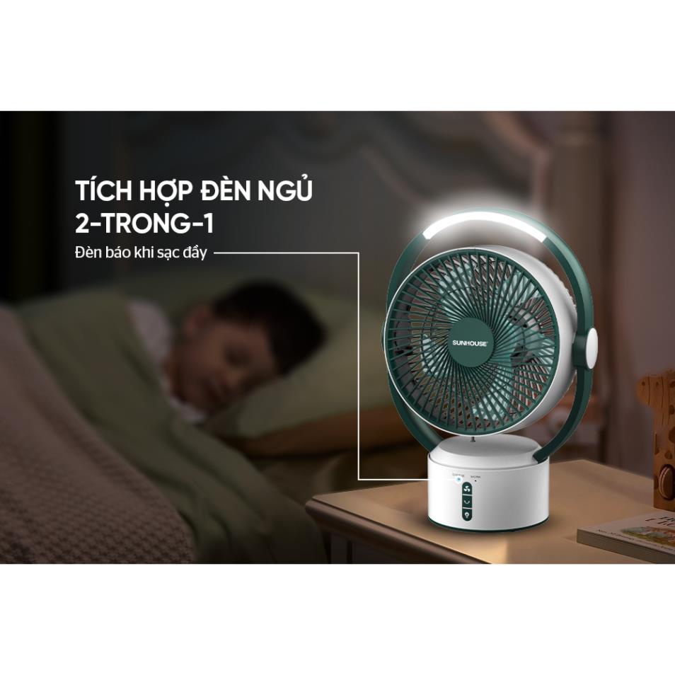 Quạt sạc tích điện Sunhouse SHD7116 - Hàng chính hãng