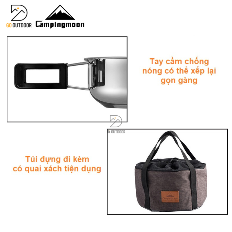 Bộ Nồi Dã Ngoại Campingmoon MC-210 Dành Cho 6 Người Thép không gỉ