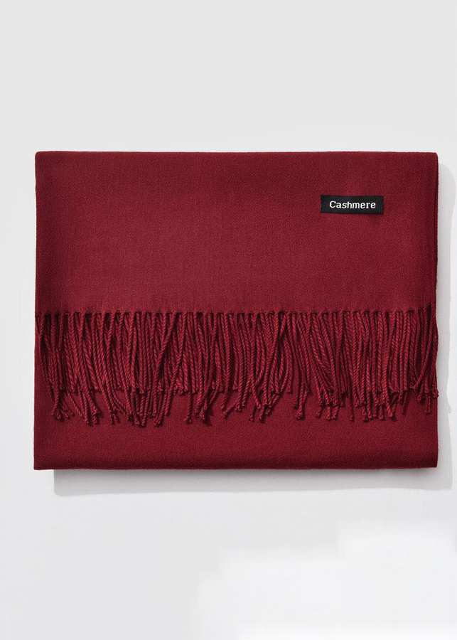 Khăn Choàng Cổ Len Dạ Màu Đỏ Đô Trơn - Cashmere - 200x60cm - Mã KC076