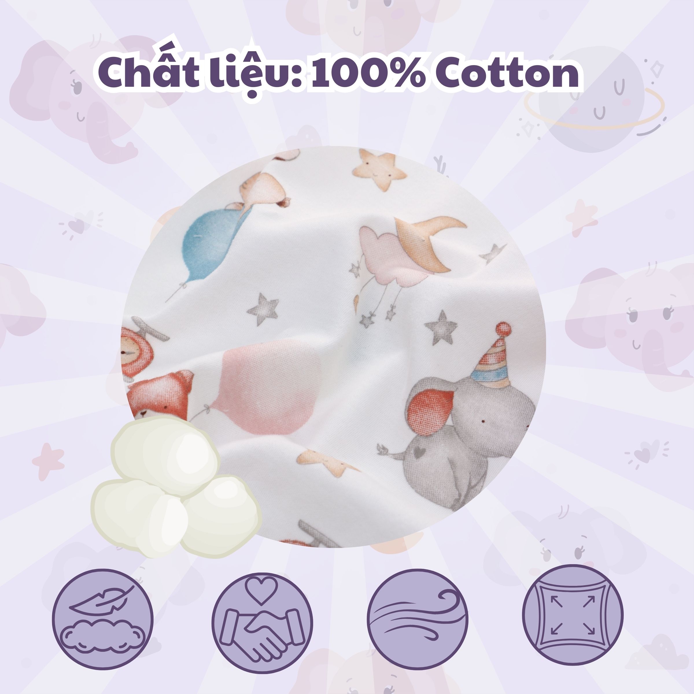 Túi ngủ quần chất liệu Cotton bản cải tiến mới co giãn tốt, thoải mái, hạn chế giật mình cho bé khi ngủ_Miracle Baby