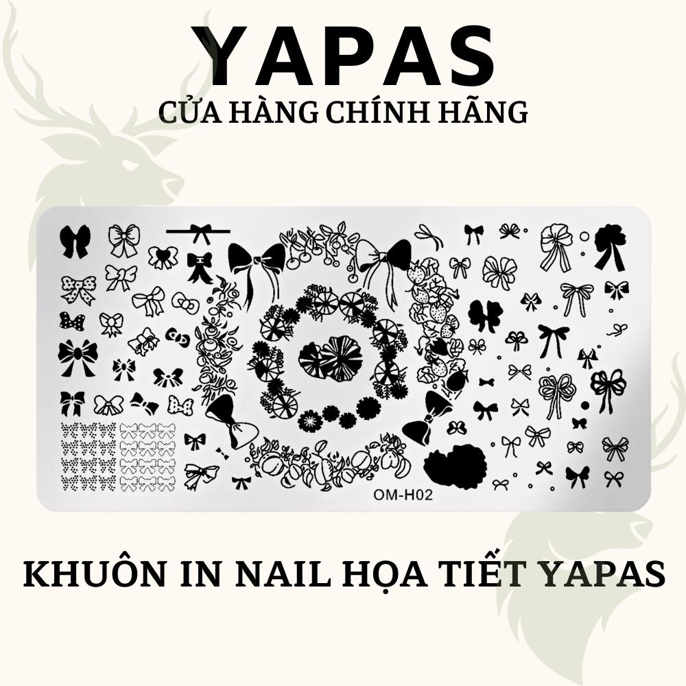 Khuôn in nail họa tiết bướm nơ hoa văn cỏ lá Yapas, bảng in móng tay kim loại hình đơn động vật dụng cụ làm nail