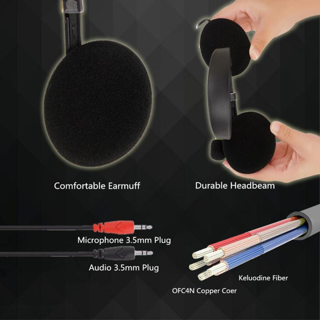 3.5mm Laptop PC Computer Headset with Mic Noise Cancelling for Call Center