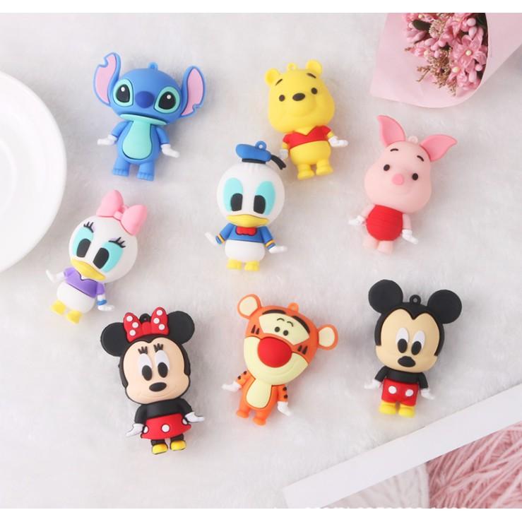 HN * Mẫu búp bê size lớn Mickey, Minnie, Daisy, Donald, Pooh dùng làm móc khóa, charm Jibbitz, DIY