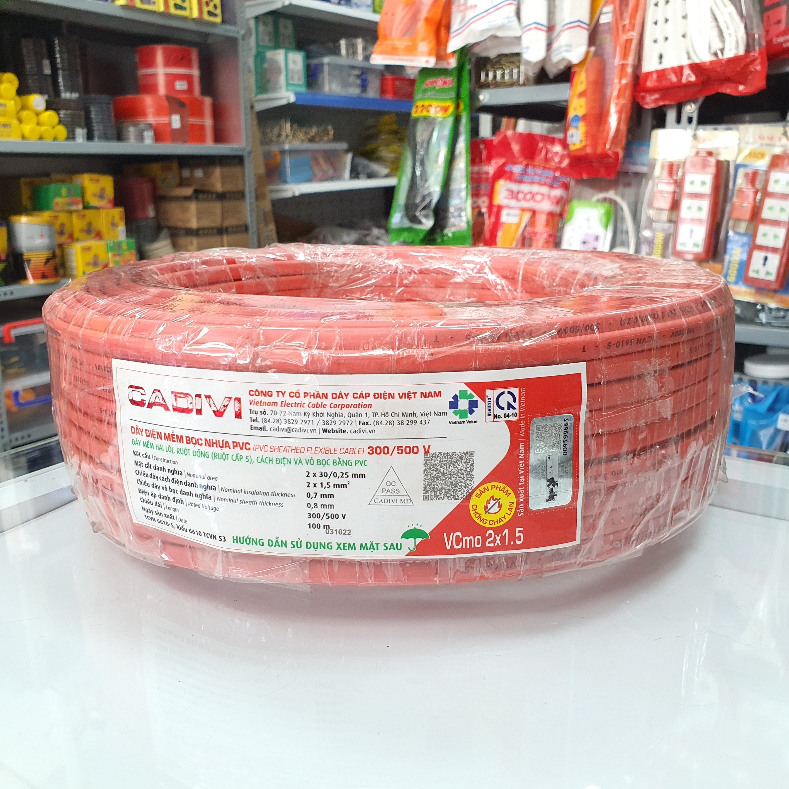 Dây điện đôi mềm dẹp Cadivi VCmo 2x1.5, 2x2.5, 2x4.0 dây đôi mềm oval