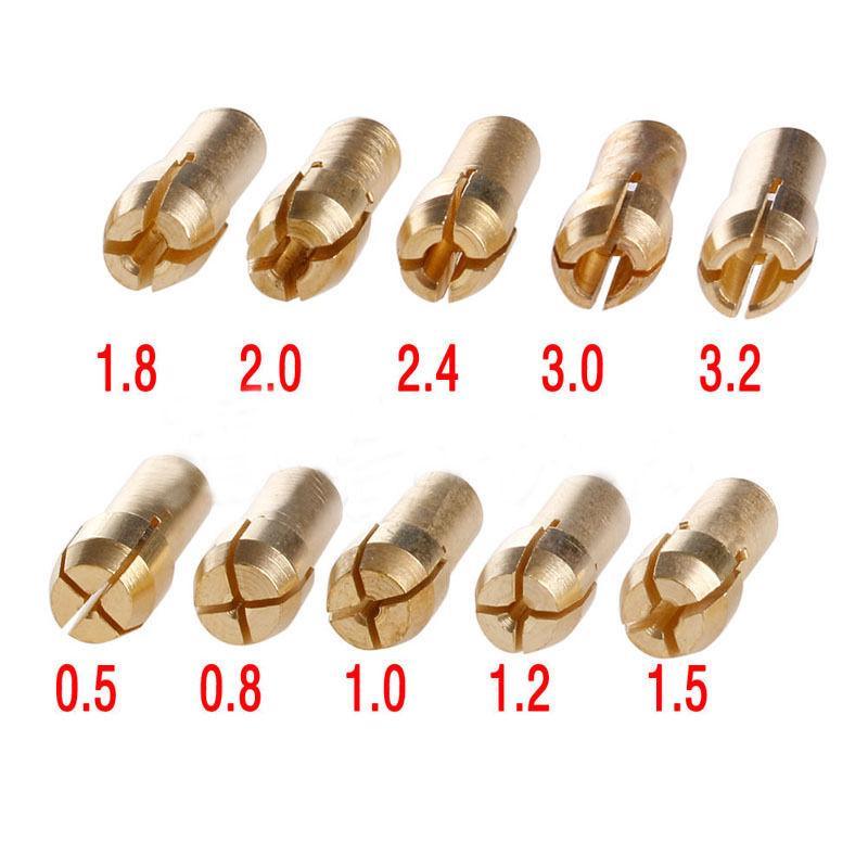 10pcs 0.5-3.2mm Micro Drill Chuck Collet Brass Shank for Rotary