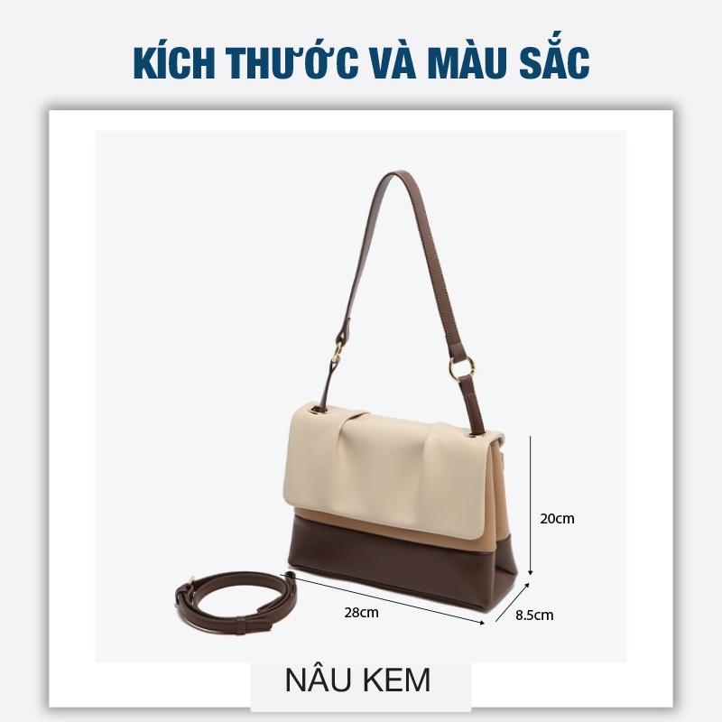 Túi xách kẹp nách nữ chính hãng MICOCAH dáng công sở thời trang phối màu Vintage da cao cấp MC121