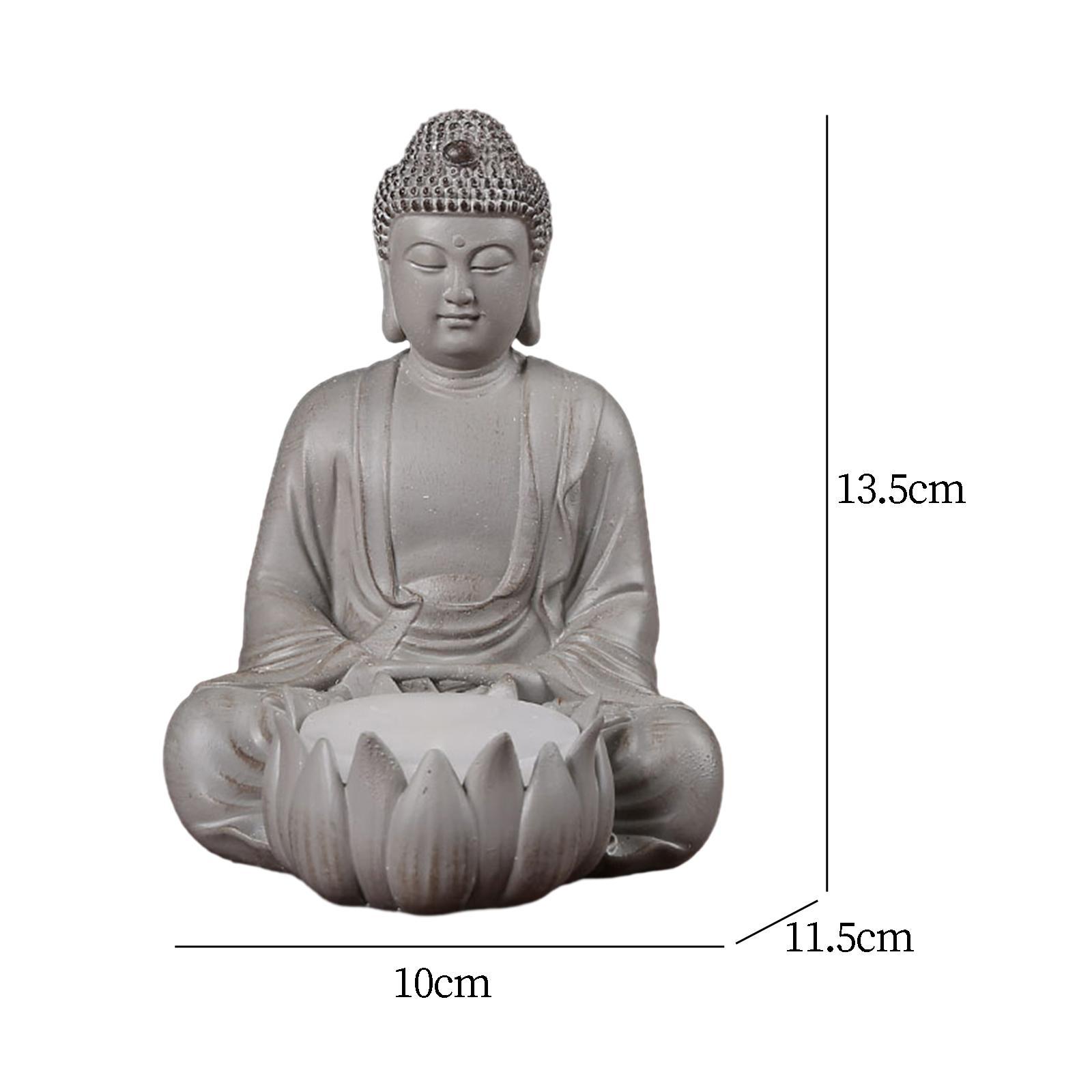 Lotus Buddha Statue Candle Holder Decorative Prop Hand Carved Resin Figurine
