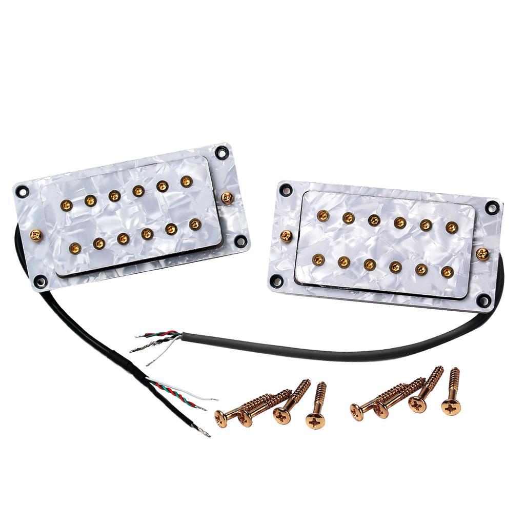 Height Adjustable Double Coil Neck Bridge Pickup for Electric Guitar White