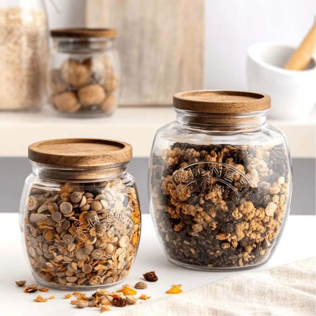 Kilner - Hũ thủy tinh bầu nắp gỗ Acacia - 0.85L/2L