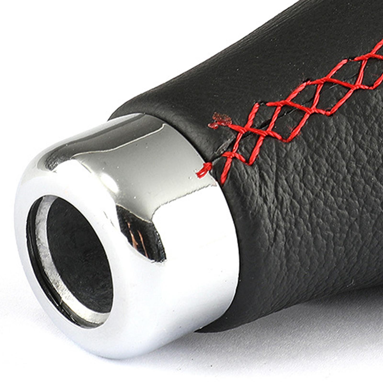 Gear Shift Knob Aluminum Alloy PU Leather Modification Red Stitch