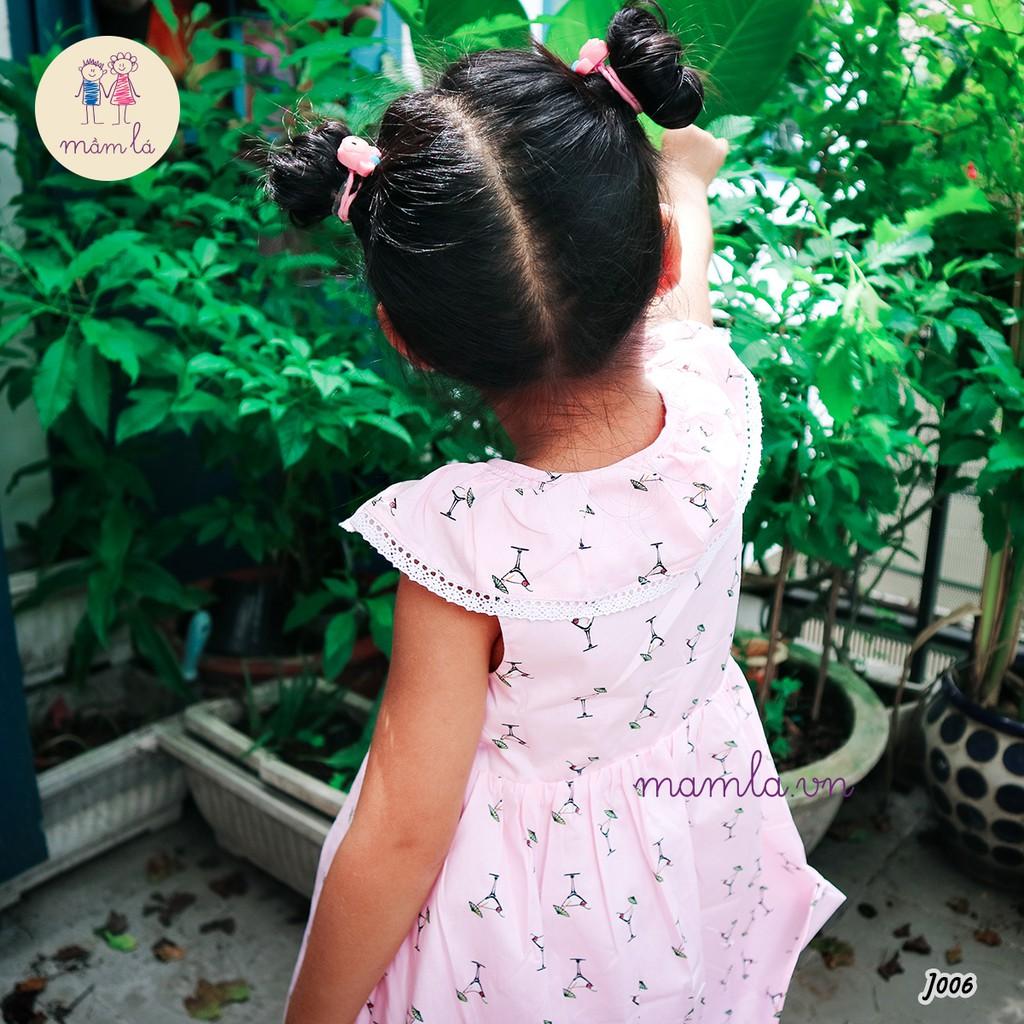 Đầm hồng nhạt cổ nhún ren họa tiết ly cocktail | 2Y-6Y