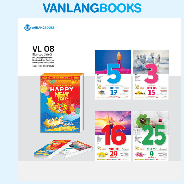 Lịch 2026 Bloc Cực Đại Rời – Mã Đáo Thành Công | Lịch Tết Treo Tường Cao Cấp Vanlangbooks | Mã: VL08