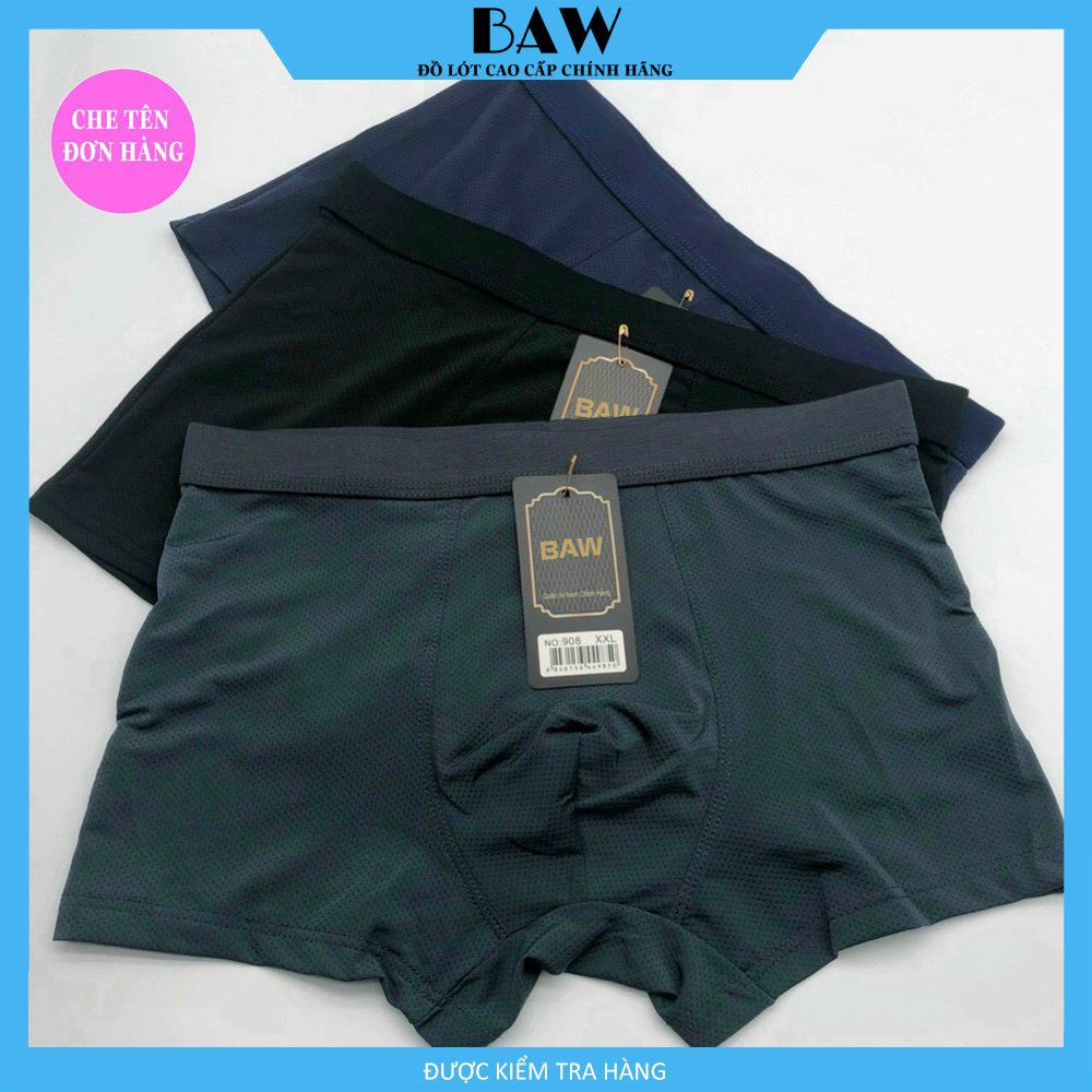 Quần Boxer Nam sợi thun lạnh thông hơi kháng khuẩn, Quần Lót Nam co giãn 4 chiều thấm hút mồ hôi cực tốt thương hiệu BAW NT7986