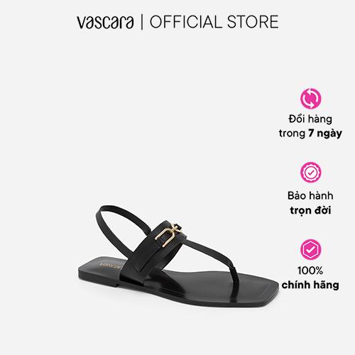 Vascara Giày Sandal T-Strap Quai Phối Xích Mũi Vuông - SDK 0326