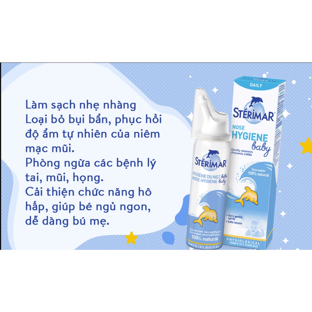 Xịt muối biển Sterimar cá heo nội địa Pháp 100ml giúp thông mũi, chống sưng đỏ