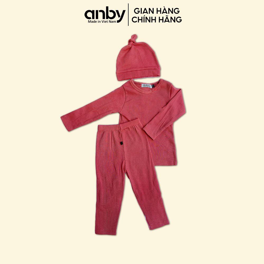 Bộ quần áo dài tay body trẻ em ANBY unisex nhiều màu cho bé từ sơ sinh đến 4 tuổi kèm nón củ tỏi