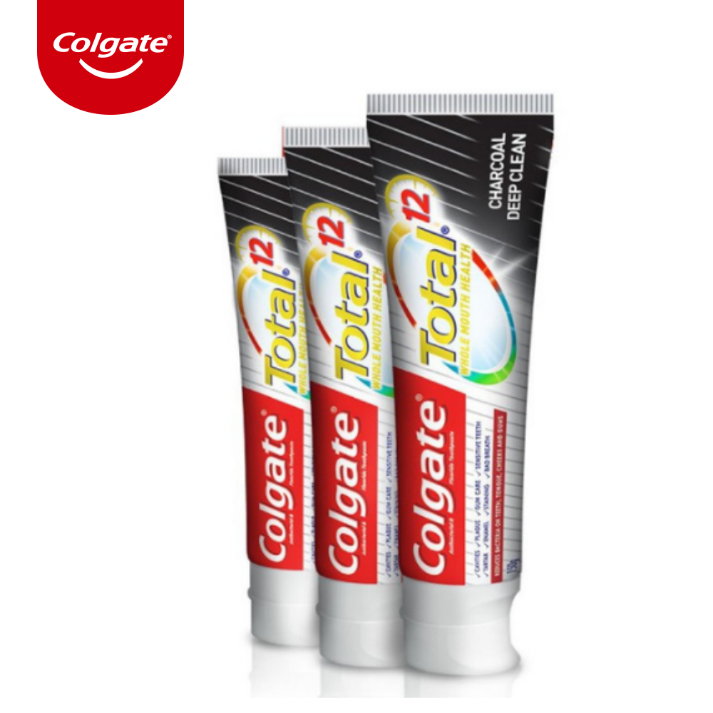 Bộ 3 Kem đánh răng Colgate giảm chảy máu nướu Total than hoạt tính bảo vệ toàn diện 190g/tuýp