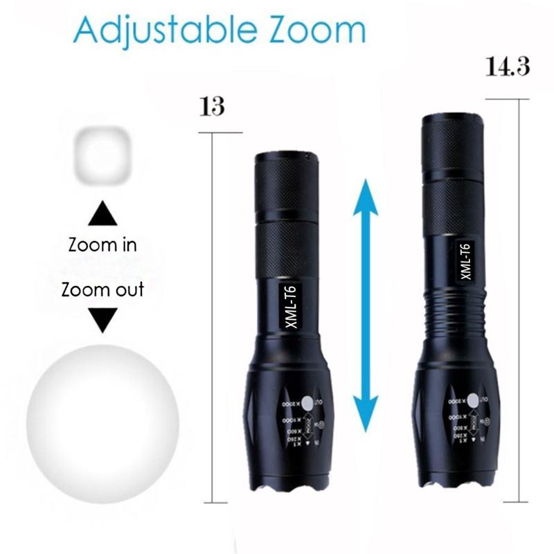 Đèn pin chiến thuật ngoài trời CREE T6 LED cầm tay 5Modes USB có thể sạc lại