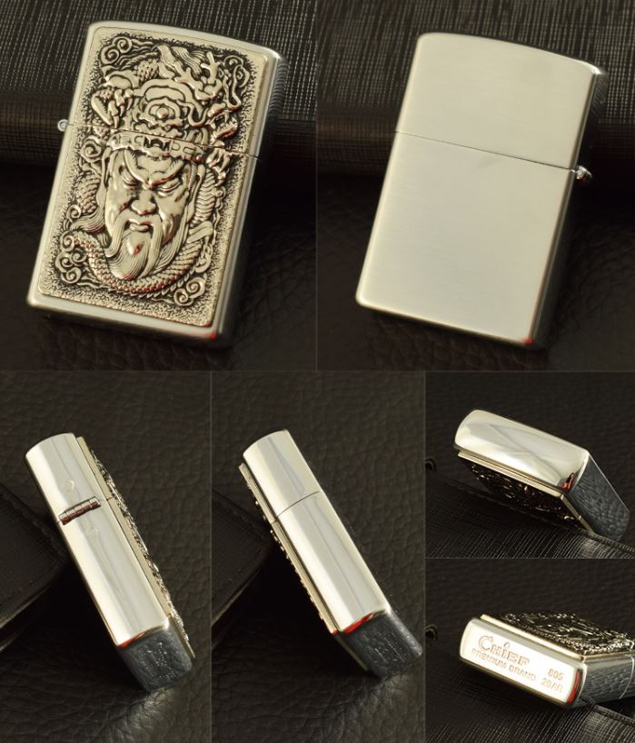 Vỏ Hột Quẹt Bật Lửa Xăng Chief CF1236 Thiết Kế Họa Tiết Đẹp Độc Lạ - Dùng Xăng Bấc Đá Cao Cấp