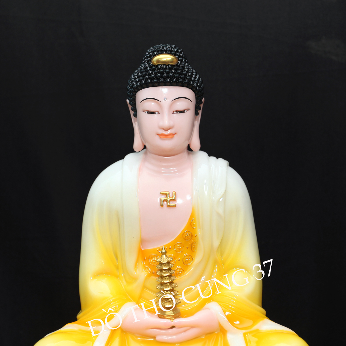 Tượng Phật Dược Sư Ngồi Đài Sen - Áo Màu Vàng