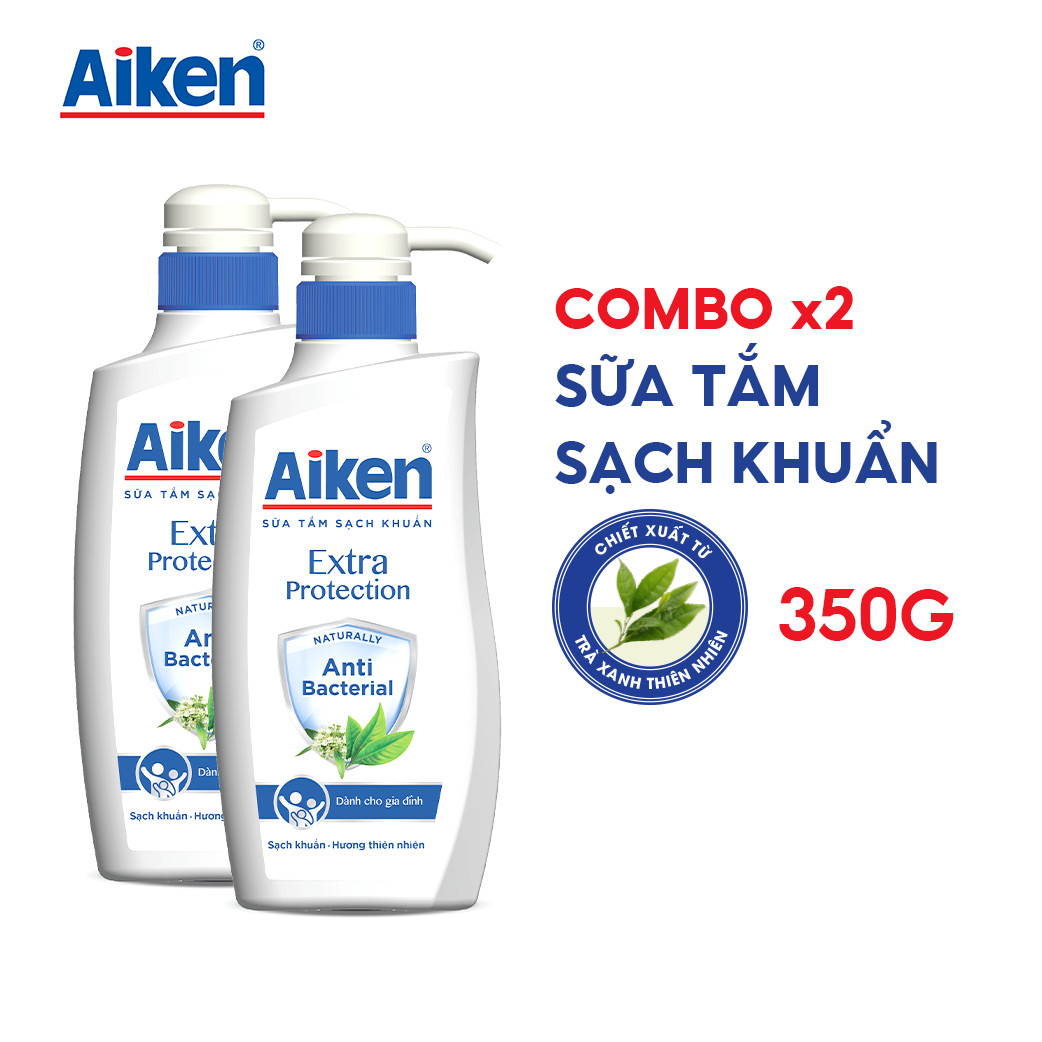 Aiken Combo 2 Sữa Tắm Sạch Khuẩn Chiết Xuất Bạc Hà 350g/Chai