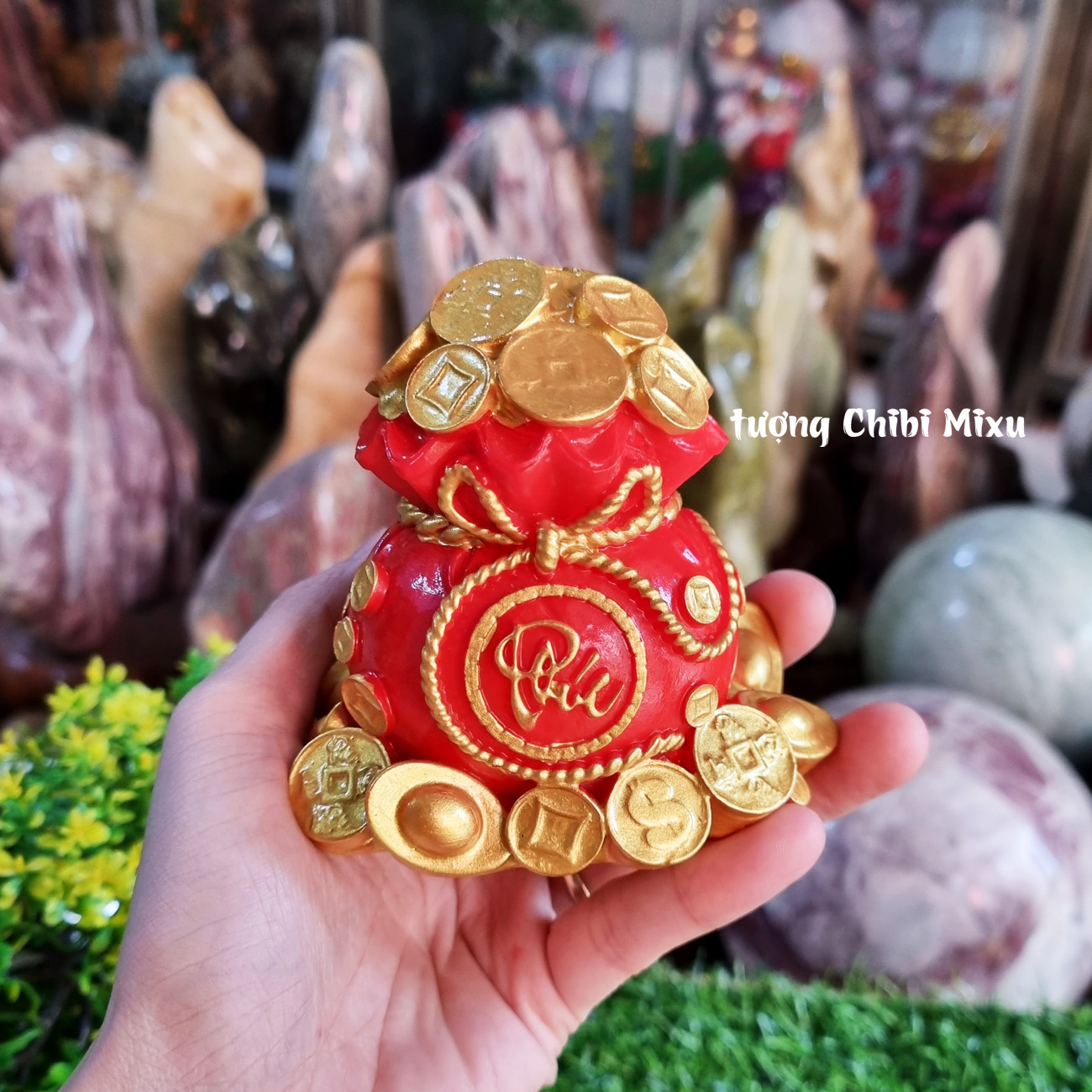 Túi vàng chữ Phúc - Phú Quý Bình An - mẫu túi màu đỏ