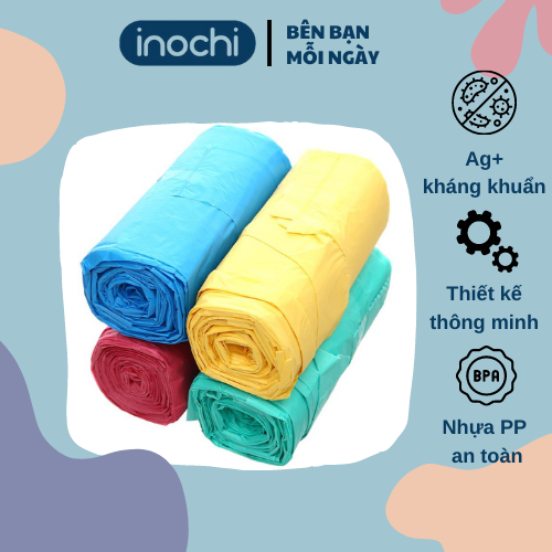 Lô túi rác màu tiện dụng Inochi - Soji 10 - 25 - 50L có quai cầm (4 cuộn