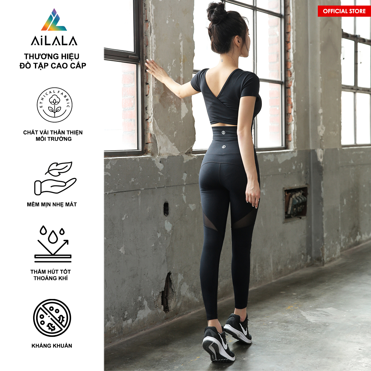 Bộ quần áo thể thao nữ AiLALA LUX05, Đồ tập Yoga Gym Pilates, chất vải Hi-tech cao cấp