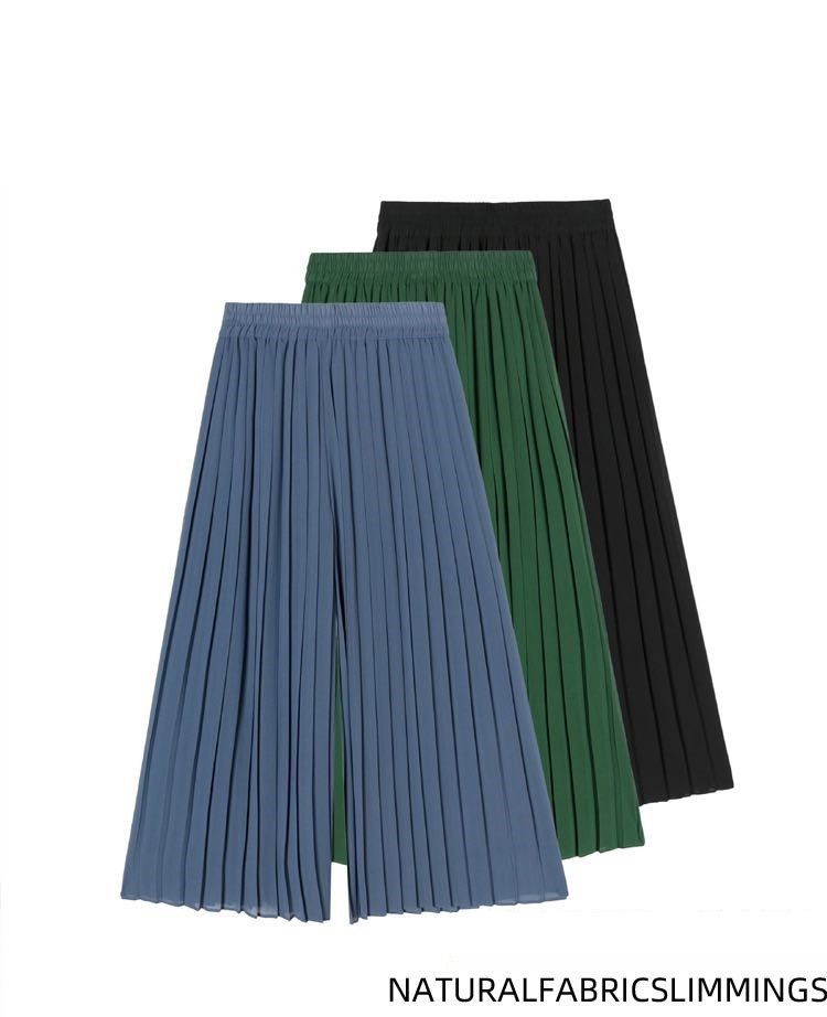 Quần ống rộng xếp ly voan cạp cao
