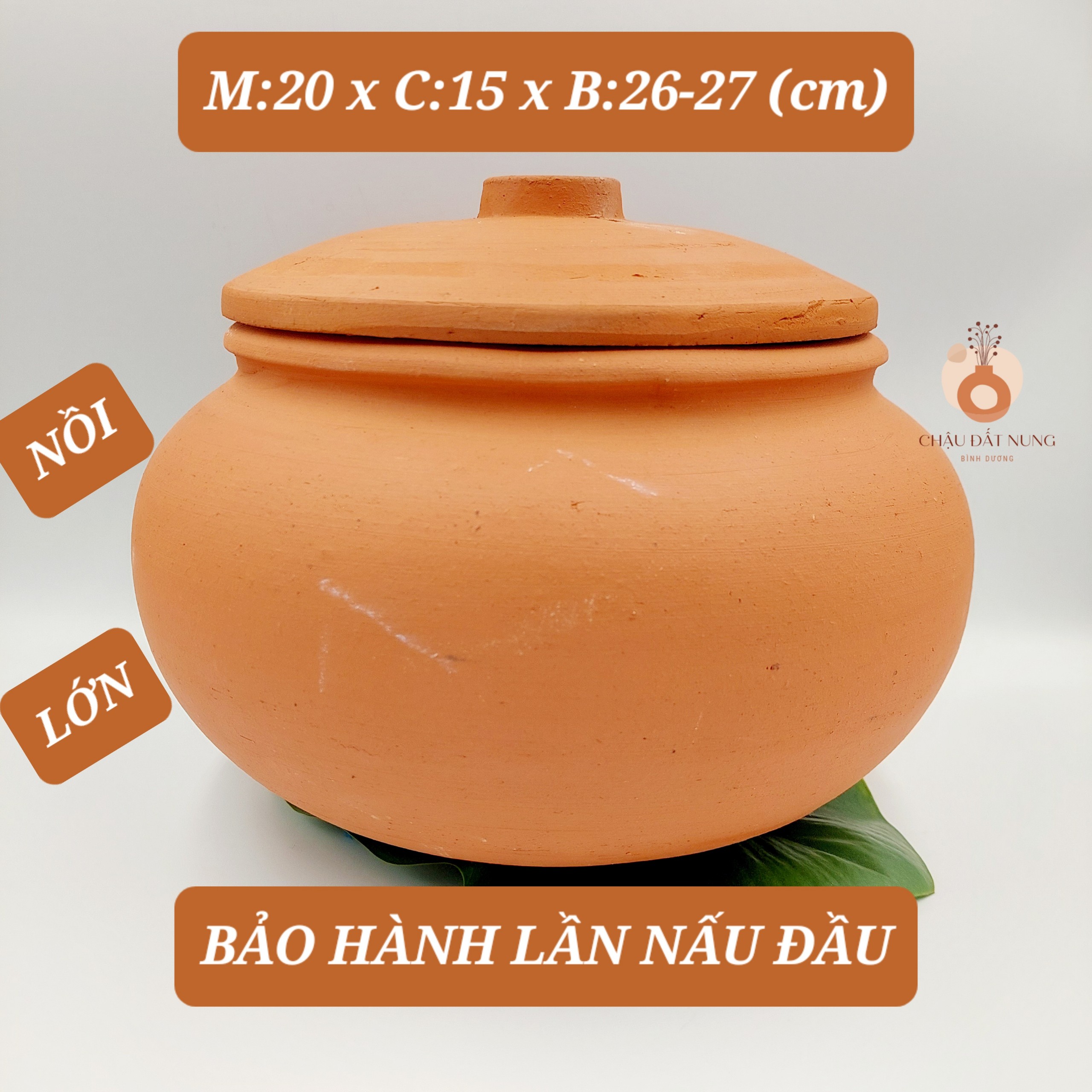 Nồi đất lớn, niêu cơm lớn, niêu đất lớn, cái niêu lớn, nồi đất ủ gà kích thước 20cm